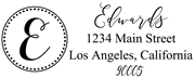 Solid Line and Dot Border Letter E Monogram Stamp Sample
